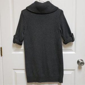 Athleta Women's M Gray Cashmere Blend Knit Cowl Neck Short Sleeve Tunic Sweater